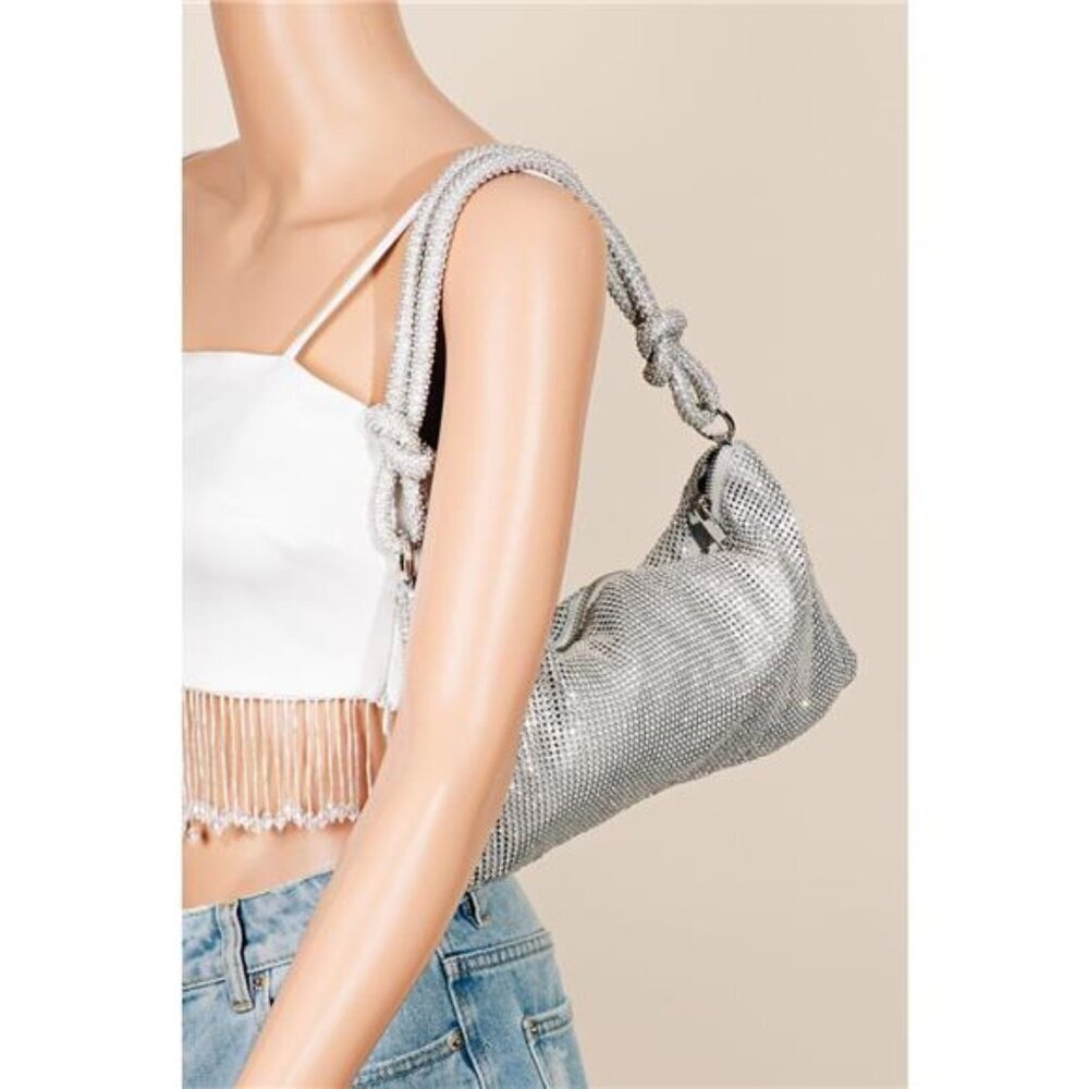 Fame Rhinestone Studded Hobo Bag